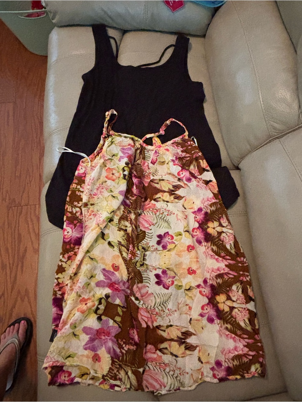 Women’s bundle of 2 - Floral Spaghetti-Strap Dress or cover up - AND - black one